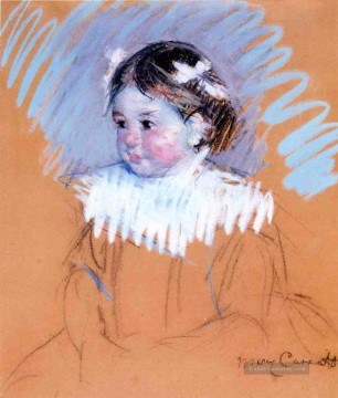 Mary Cassatt Werke - Büste von Ellen mit Bows in ihrem Haar Mütter Kinder Mary Cassatt
